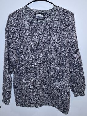Vintage Esprit Crewneck Knit Sweater - Black, Purple & White Size L
